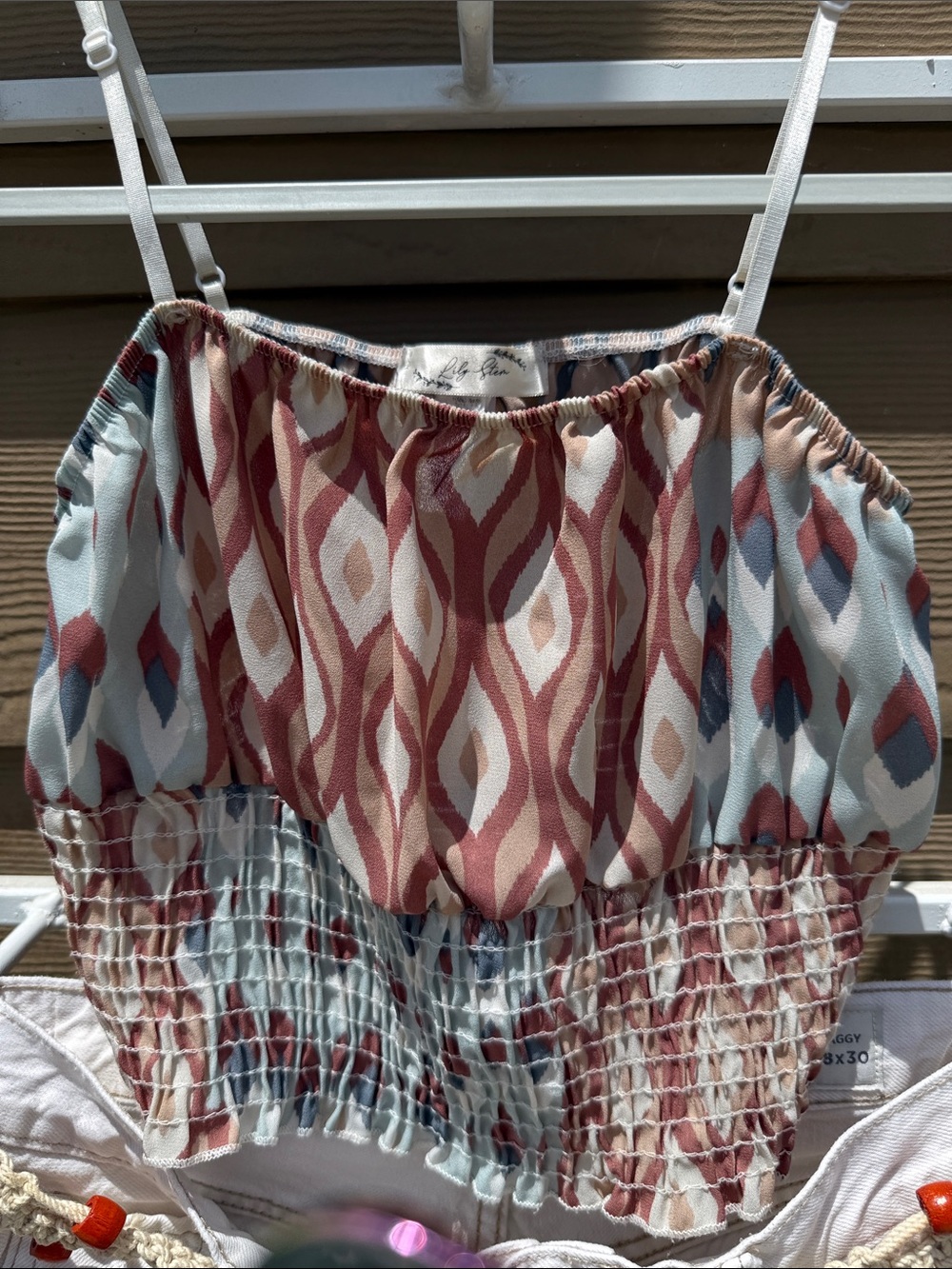 Boho Geo Print Smocked Women's Camisole - Multi light boho m/l